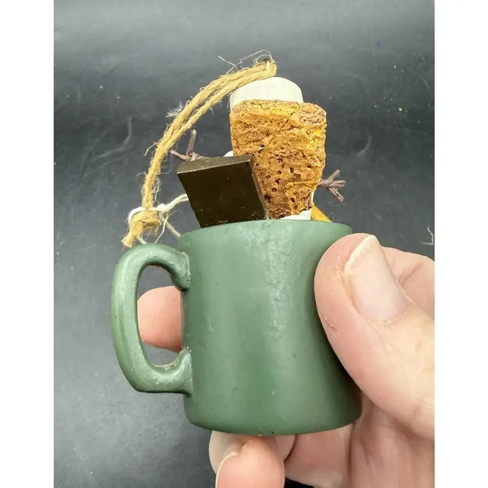 The Original Smores I Love Smores Marshmellow Snowman Green mug Ornament